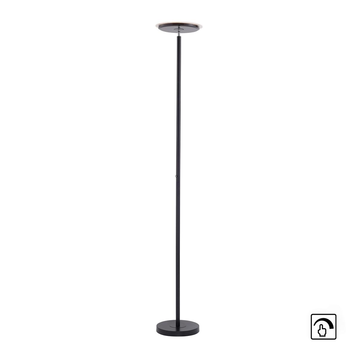 Led-stehlampe Dimmbar Schwarz Mit Touch - Schwarz, Design, Metall (30/30/181cm)
