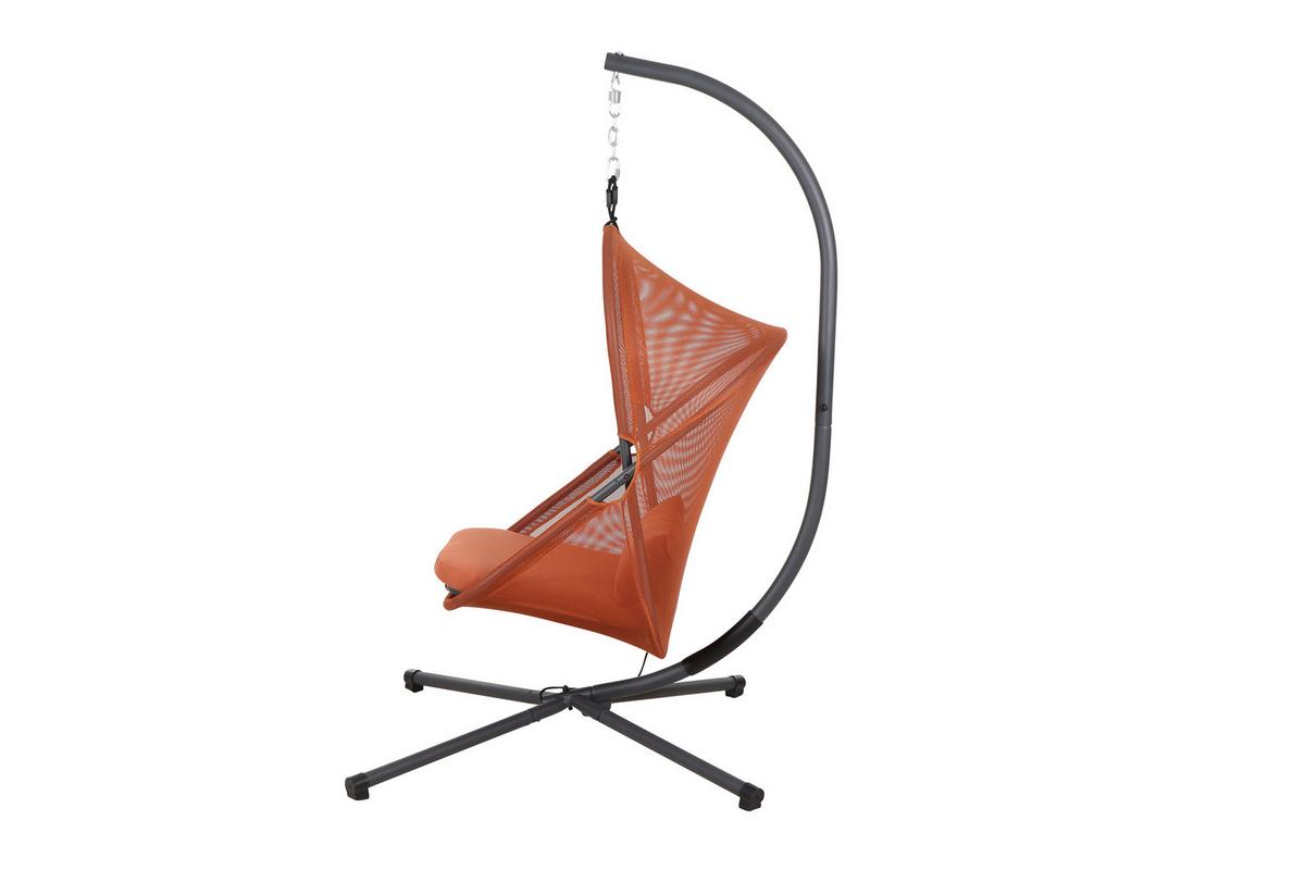 Hängesessel Mit Gestell Mit Sitz- Und Rückenkissen - Anthrazit/Rot, KONVENTIONELL, Kunststoff/Textil (123/195/106cm) - Siena Garden