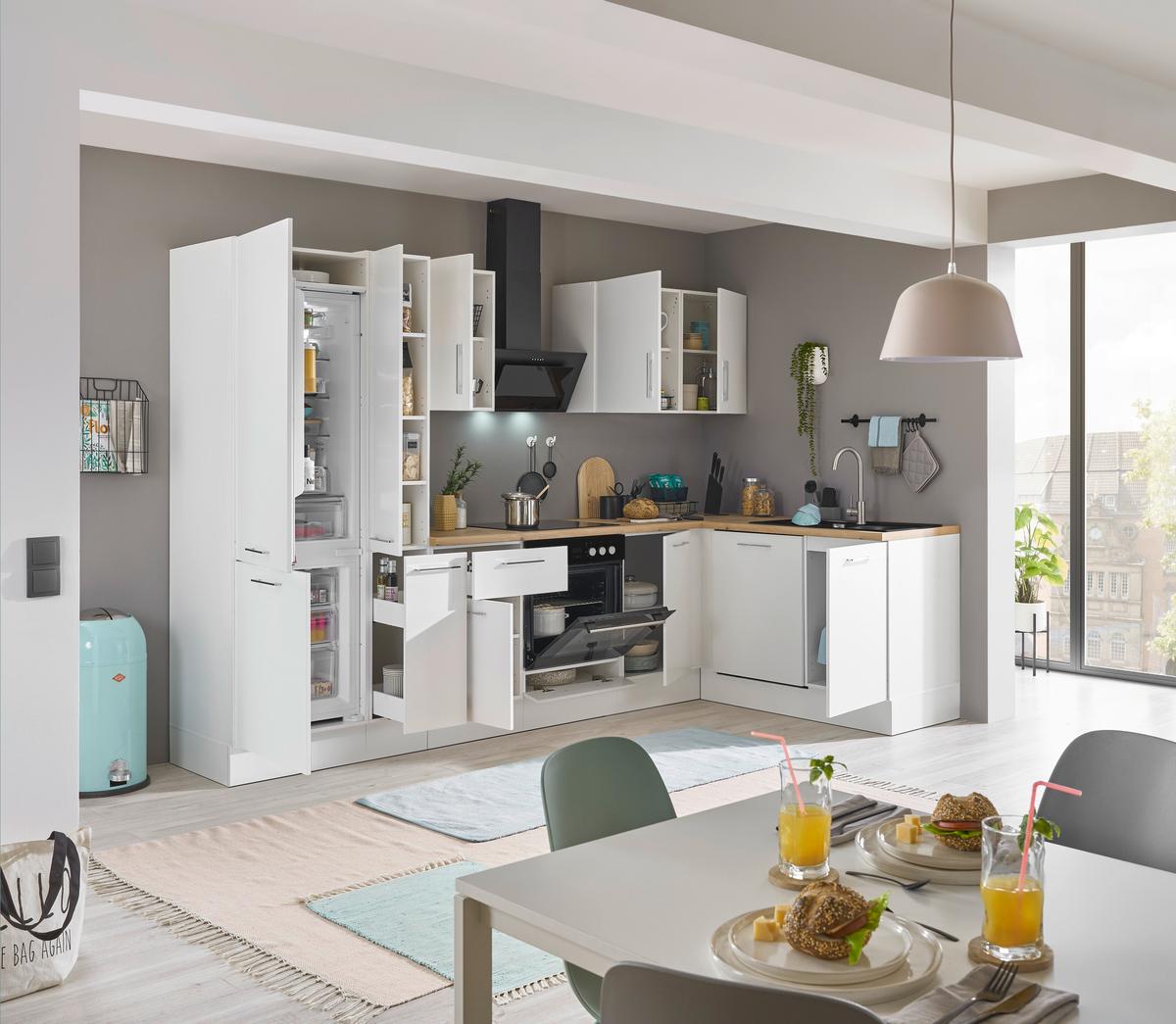 Eckküche Turin Weiß/eiche Dekor 310x175 Cm - Weiß/Eiche Artisan, Basics, Holzwerkstoff (310/175cm) - MID.YOU