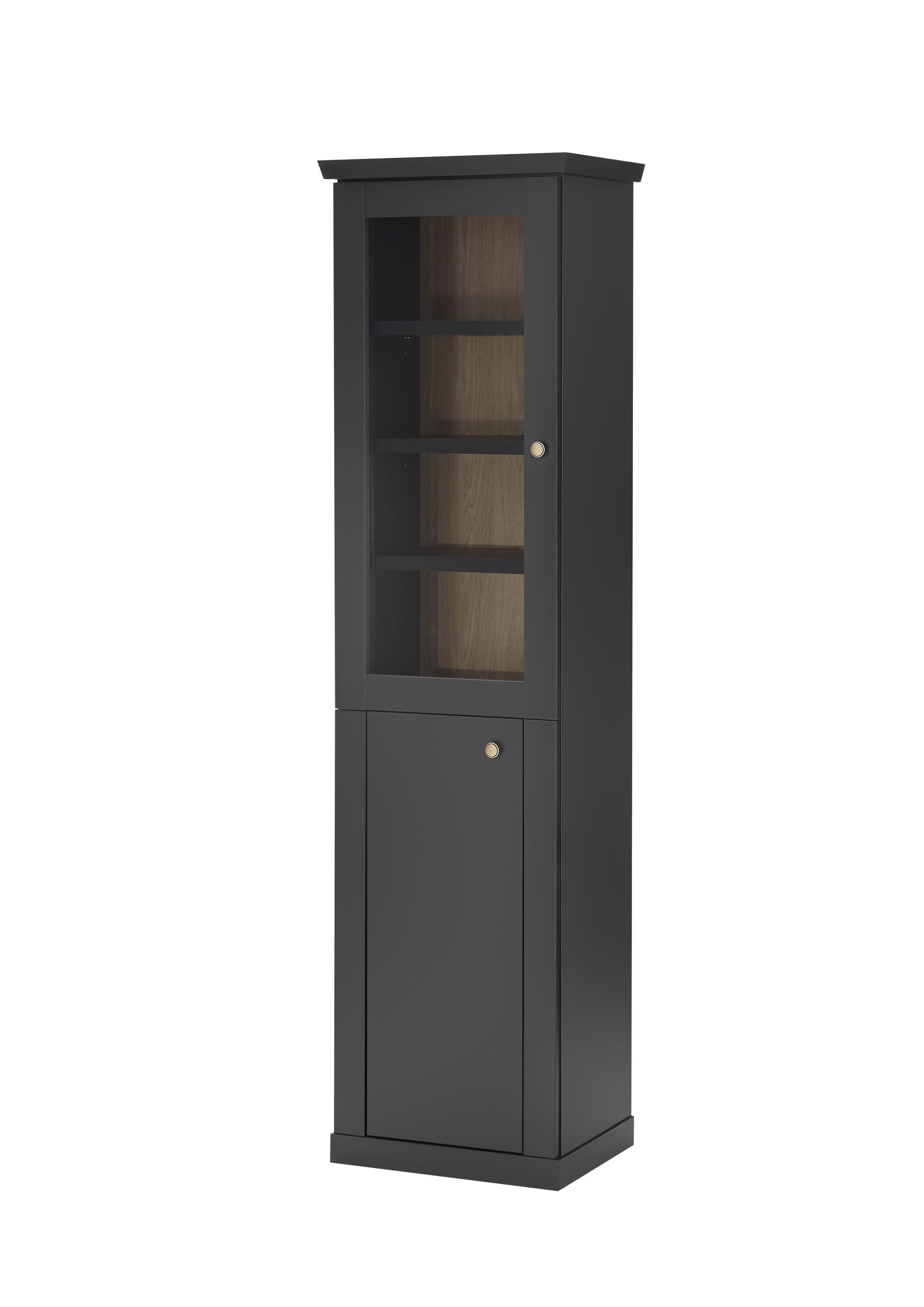 Vitrine Lincoln Schwarz/Eichefarben B: 55cm - Eichefarben/Schwarz, Design, Holzwerkstoff (55/200/39cm) - MID.YOU