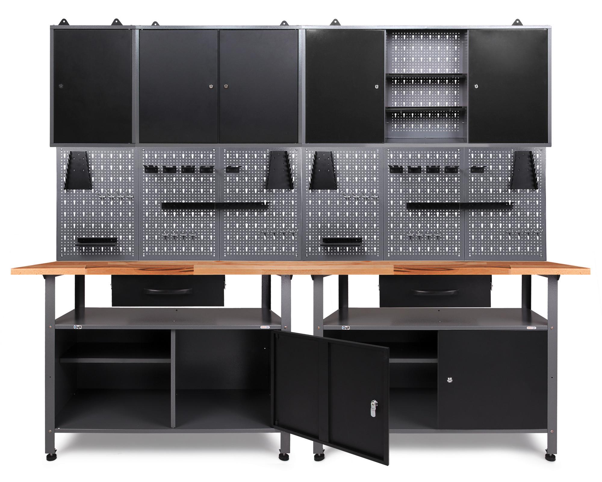 Werkbank-Set Klaus Anthrazit/Grau B: 240 cm - Anthrazit/Grau, Basics, Holz/Metall (240/205/60cm)