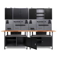 Werkbank-Set Klaus Anthrazit/Grau B: 240 cm - Anthrazit/Grau, Basics, Holz/Metall (240/205/60cm)