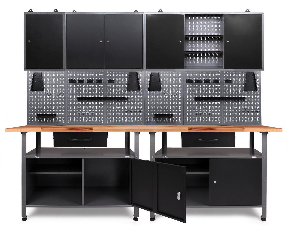 Werkbank-Set Klaus Anthrazit/Grau B: 240 cm - Anthrazit/Grau, Basics, Holz/Metall (240/205/60cm)