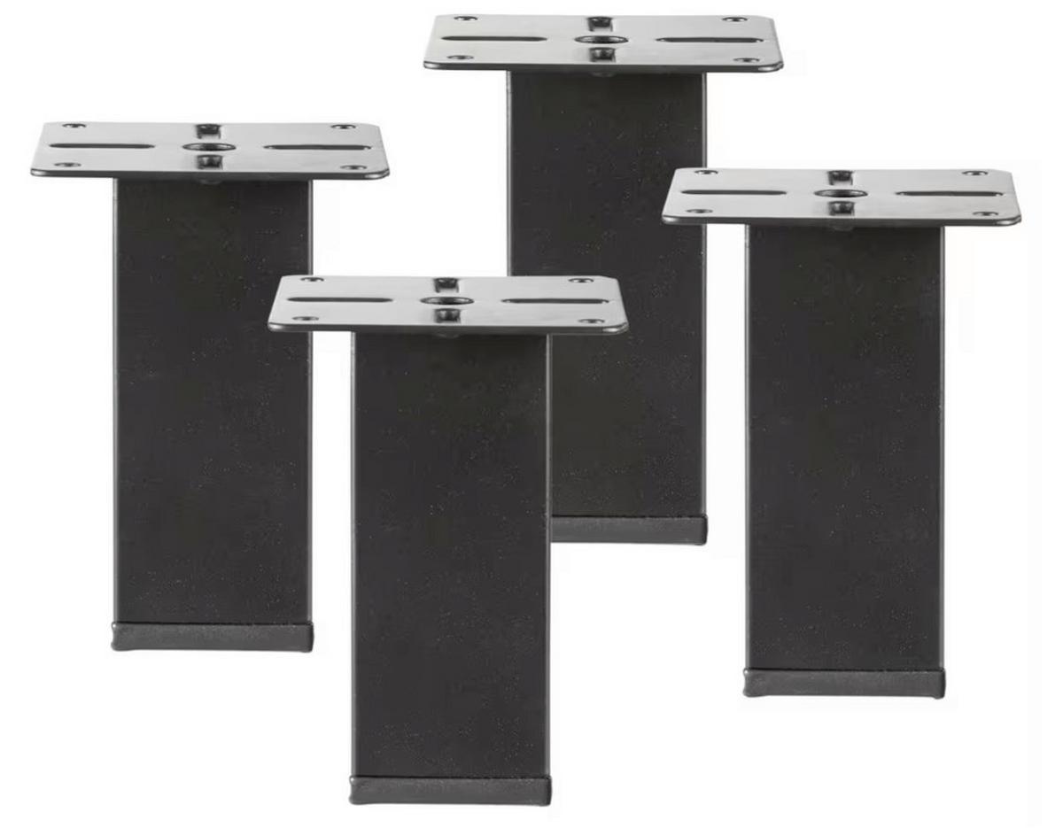 Fußset Fino Aluminium matt, B: 4 cm - Schwarz, KONVENTIONELL, Metall (4/10/4cm)
