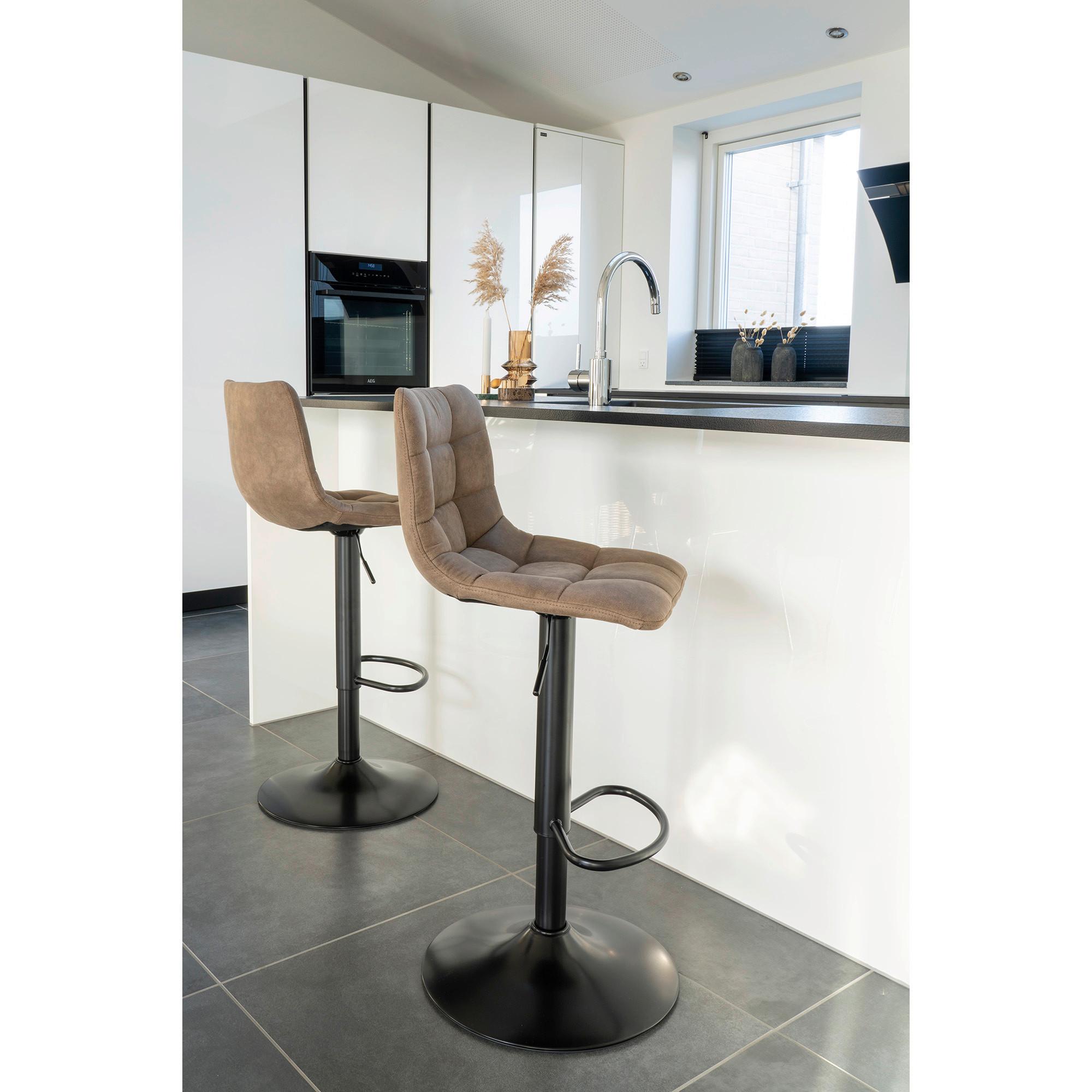 Barhocker-Set Middelfart Hellbraun B: 43 cm - Hellbraun/Schwarz, MODERN, Textil/Metall (43/88-108/45cm) - MID.YOU