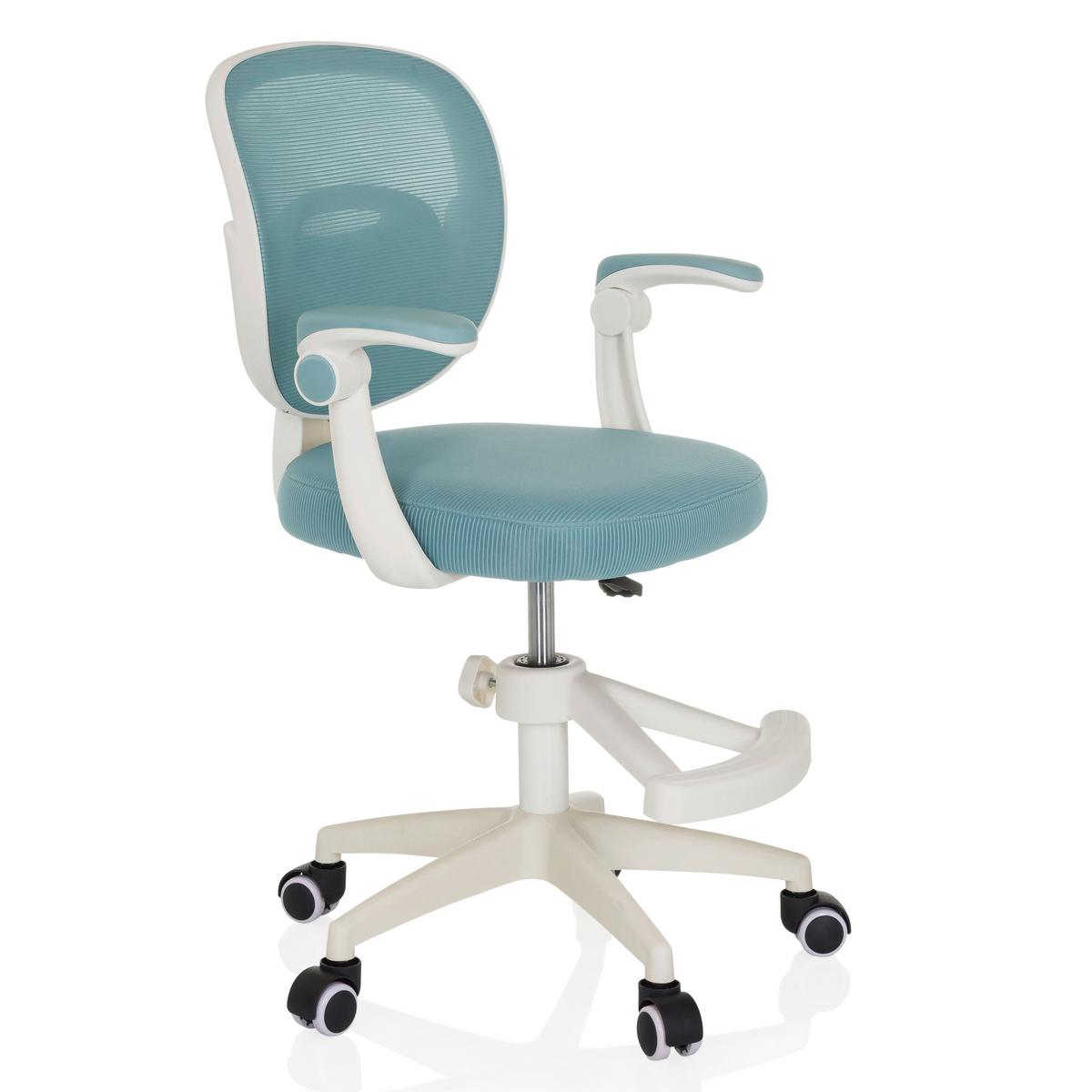 Jugenddrehstuhl Kiddy Smart Aqua B: 61 cm - Weiß, MODERN, Kunststoff/Textil (61/84-97/55cm) - MID.YOU