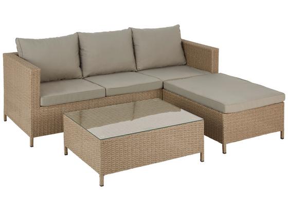Loungegarnitur mit Sitzkissen 3-teilig Kreta 2 - Braun/Grau, MODERN, Glas/Kunststoff - Luca Bessoni Loungegarnitur mit Sitzkissen 3-teilig Kreta 2 - Braun/Grau, MODERN, Glas/Kunststoff - Luca Bessoni