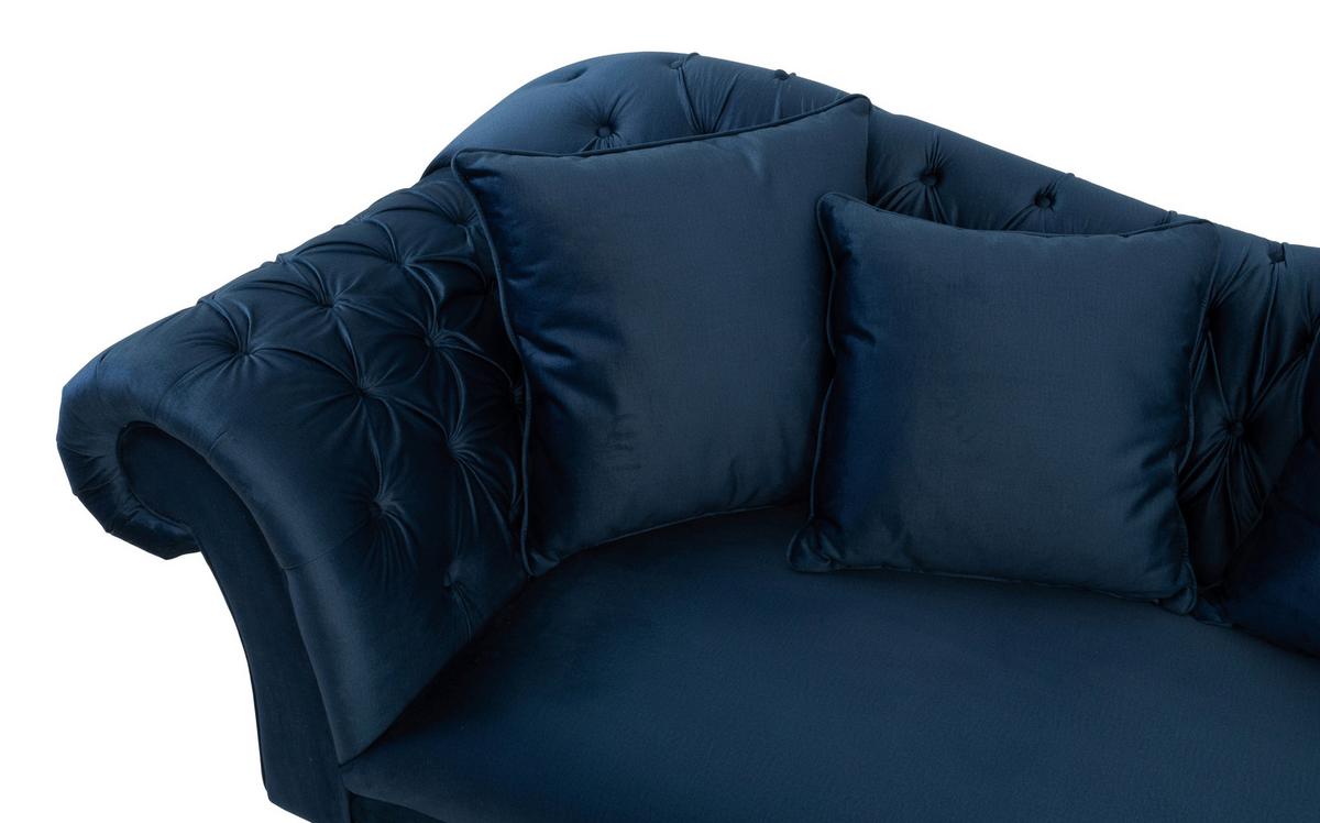 3-Sitzer-Sofa Cupido Dunkelblau Samt - Schwarz/Dunkelblau, Design, Textil (242/91/104cm) - MID.YOU