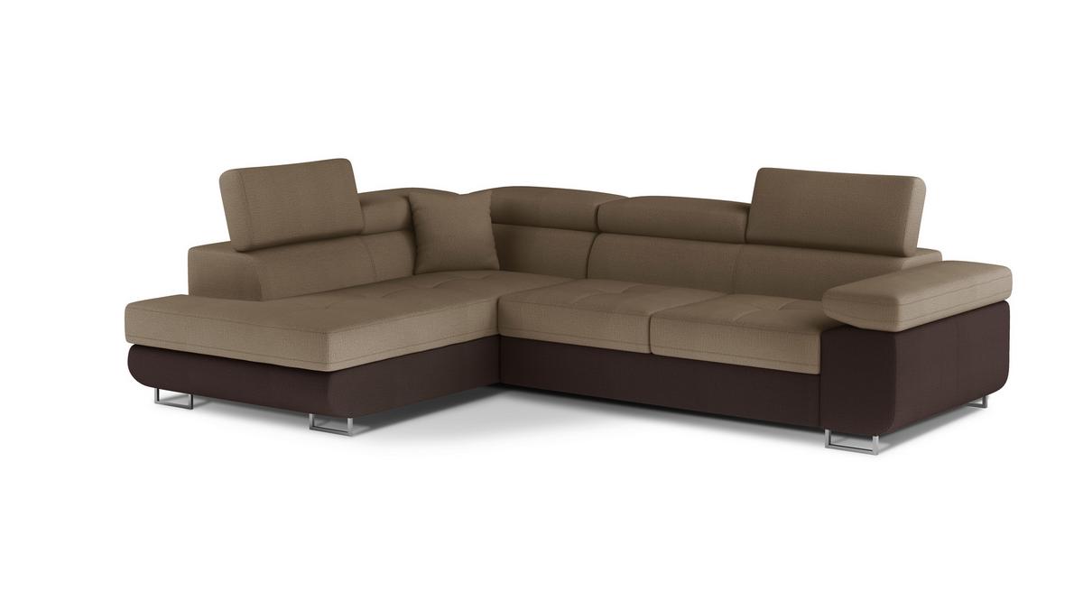 Ecksofa Anton Braun/dunkelbraun S:203x272cm - Chromfarben/Dunkelbraun, Design, Textil (203/272cm) - MID.YOU