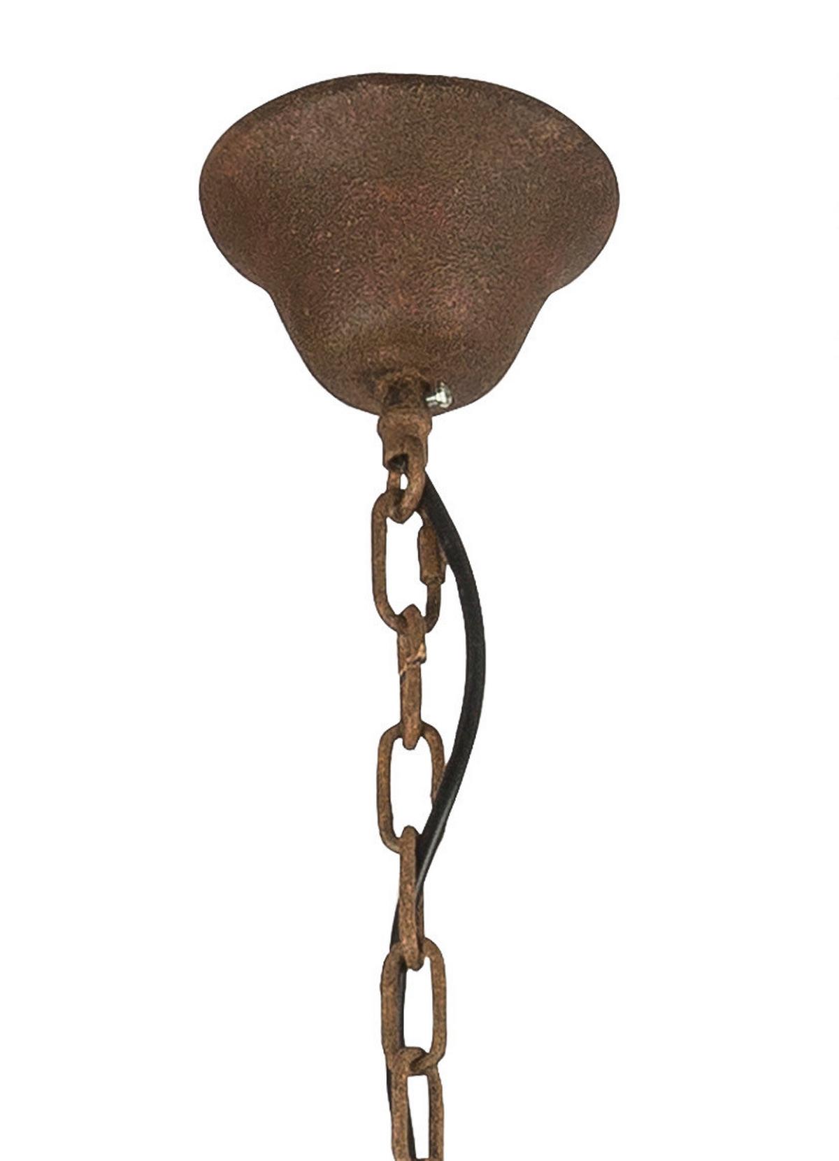 Hängeleuchte Maja H: 133 Cm 6-Flammig Im Wagenrad-Design - Rostfarben/Grün, ROMANTIK / LANDHAUS, Metall (50/133cm) - Globo
