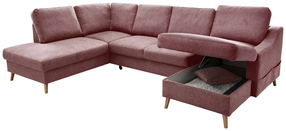 Wohnlandschaft Valentina Rosa U:200/301/150cm - Rosa/Naturfarben, KONVENTIONELL, Textil (200/301/150cm) - P & B