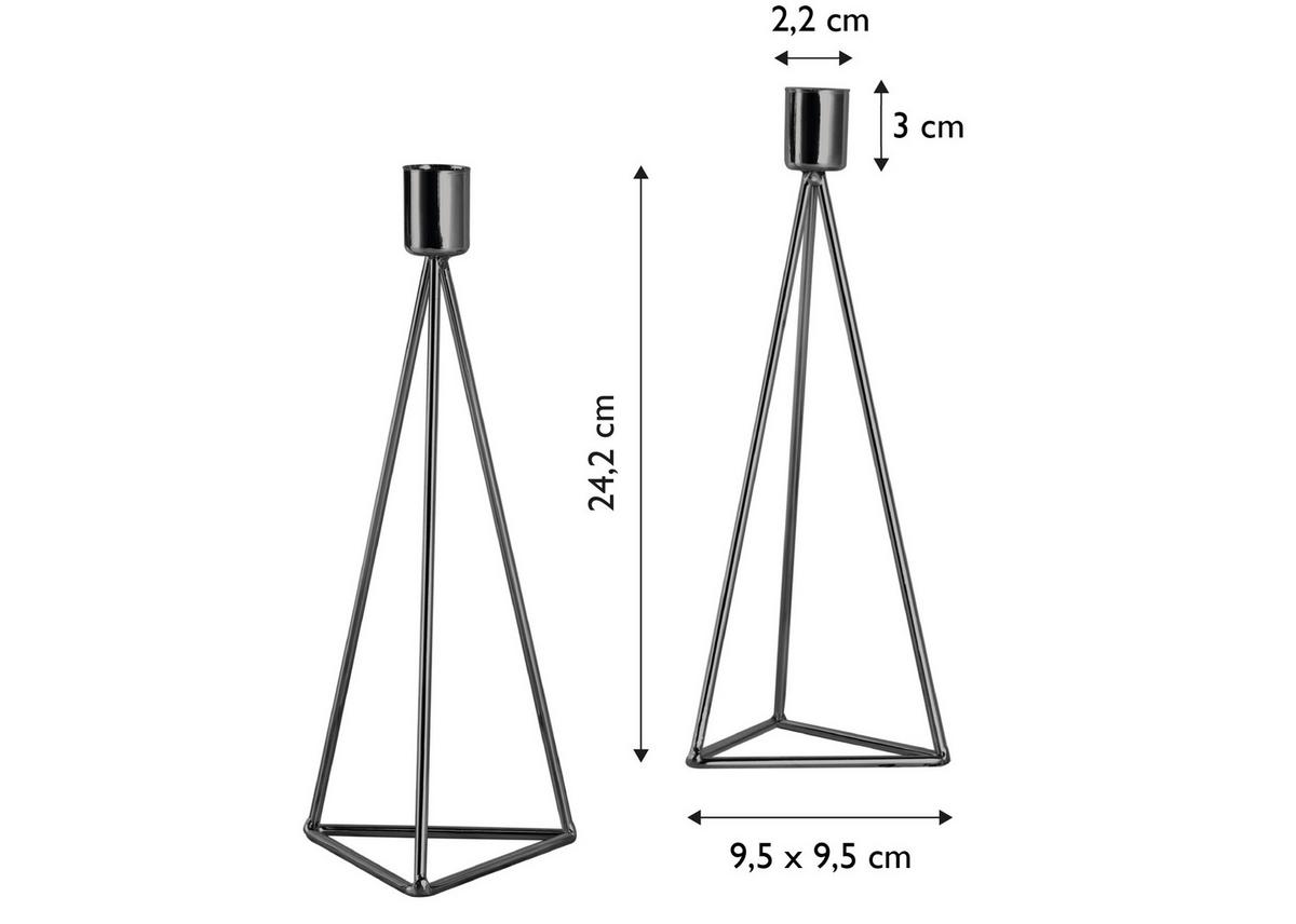 Kerzenständer-Set Eisen für Stabkerzen 2-teilig - Schwarz, Basics, Metall (9,5/24,2cm) - Echtwerk