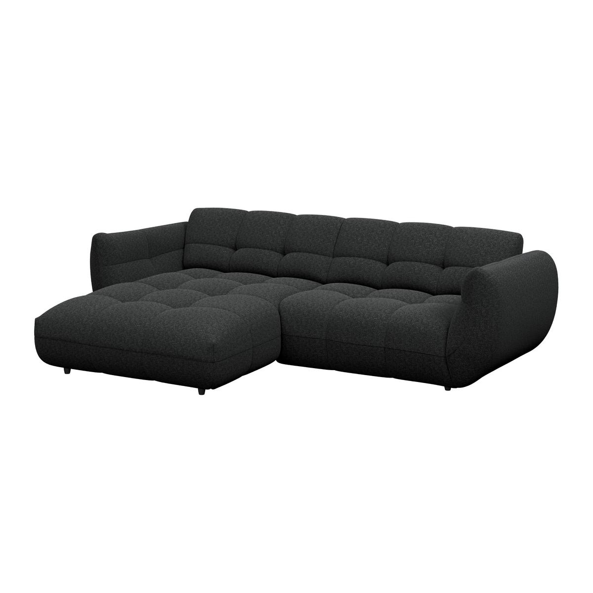 Ecksofa Panda Chenille schwarz, 178x280cm - Dunkelgrün/Schwarz, Trend, Textil (178/280cm)