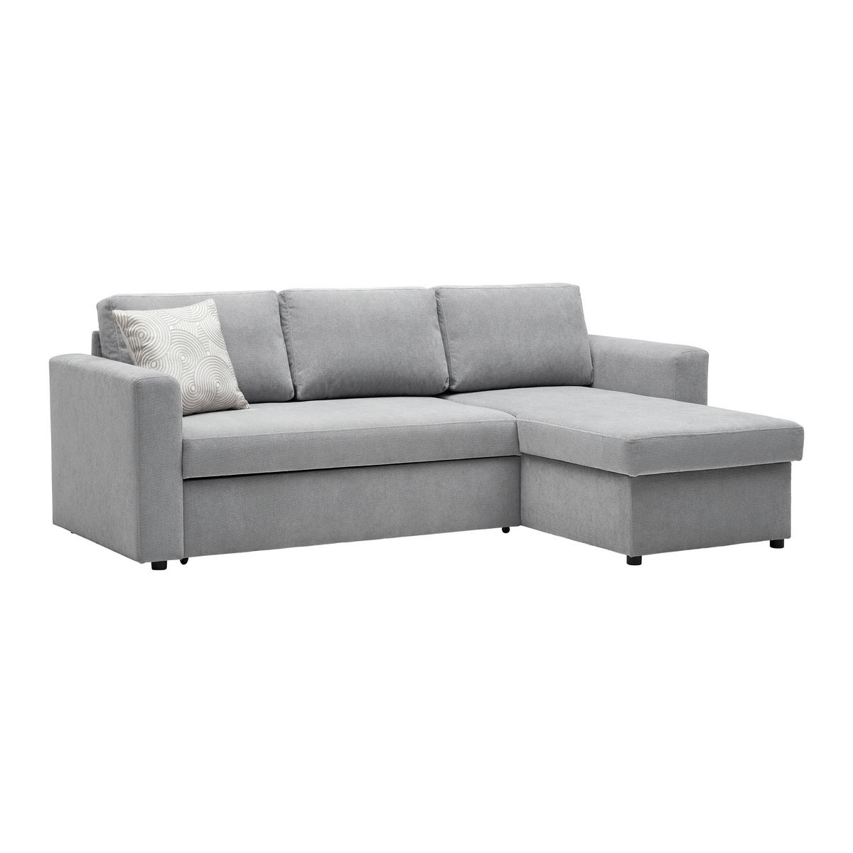 Rohová sedačka VIKTOR, oboustranná, světle šedý velur - šedá/černá, Moderní, textil/plast (230/86/156cm) - Based
