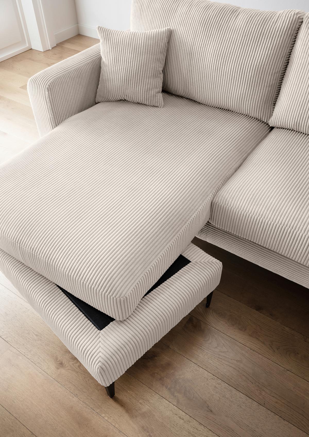 Ecksofa Eliza, Beige S: 204x153 cm - Beige/Schwarz, Basics, Textil (204/153cm) - Livetastic