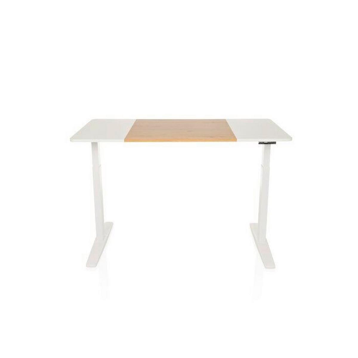 Schreibtisch Weiß/Eichefarben B: 140 cm - Eichefarben/Weiß, MODERN, Holzwerkstoff/Metall (140/70/73 - 118cm) - MID.YOU