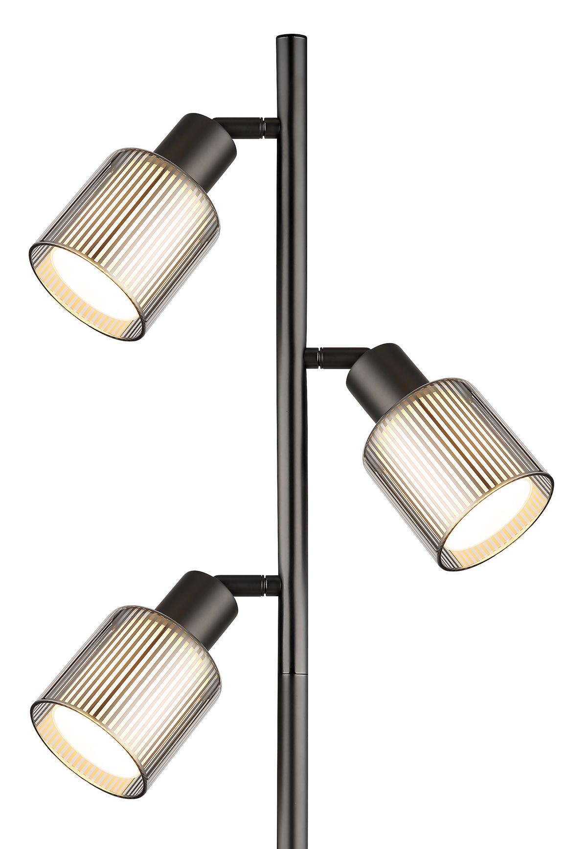 Stehleuchte Exkl. E14, 25w - Schwarzchrom/Schwarz, Design, Glas/Kunststoff (33/22/161cm) - Globo