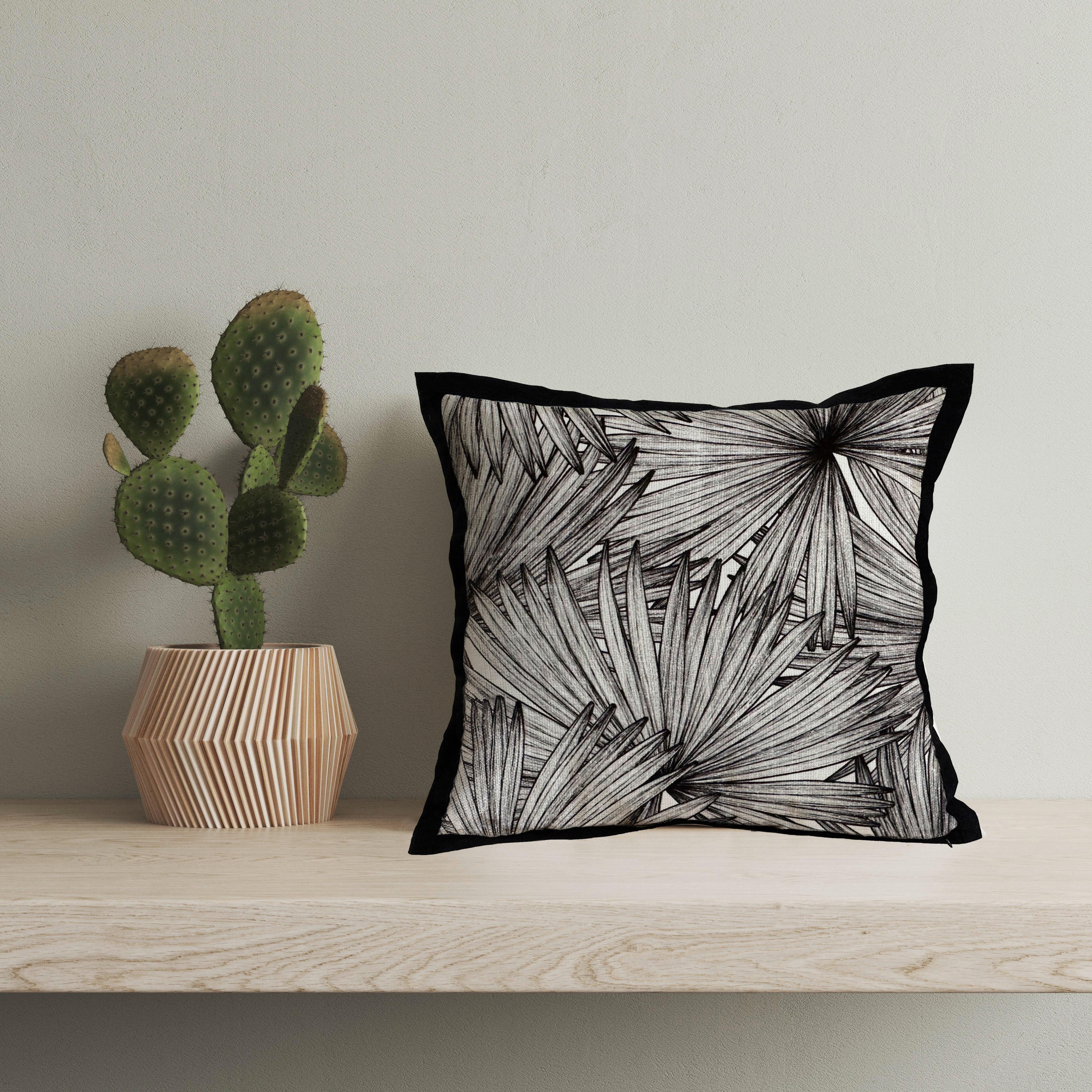 Díszpárna Odette Kb. 45/45cm - fekete/fehér, Romantik / Landhaus, textil (45/45cm) - James Wood