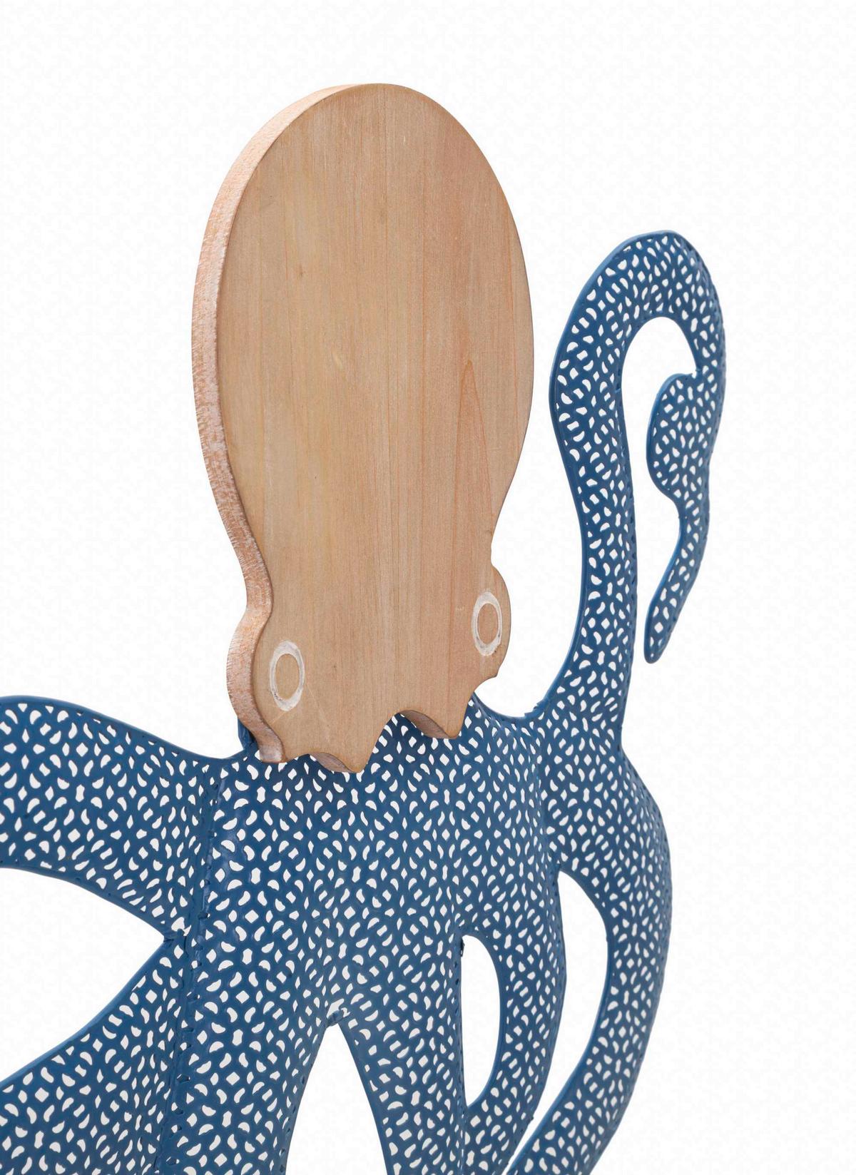 Wanddeko Octopus Blau B: 57 Cm - Blau, Basics, Holzwerkstoff/Metall (57/41/1.5cm)