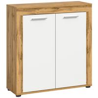 Highboard Jam Weiß B: 80 Cm - Eiche Wotan/Schwarz, Design, Holzwerkstoff (80/88/35cm) - MID.YOU