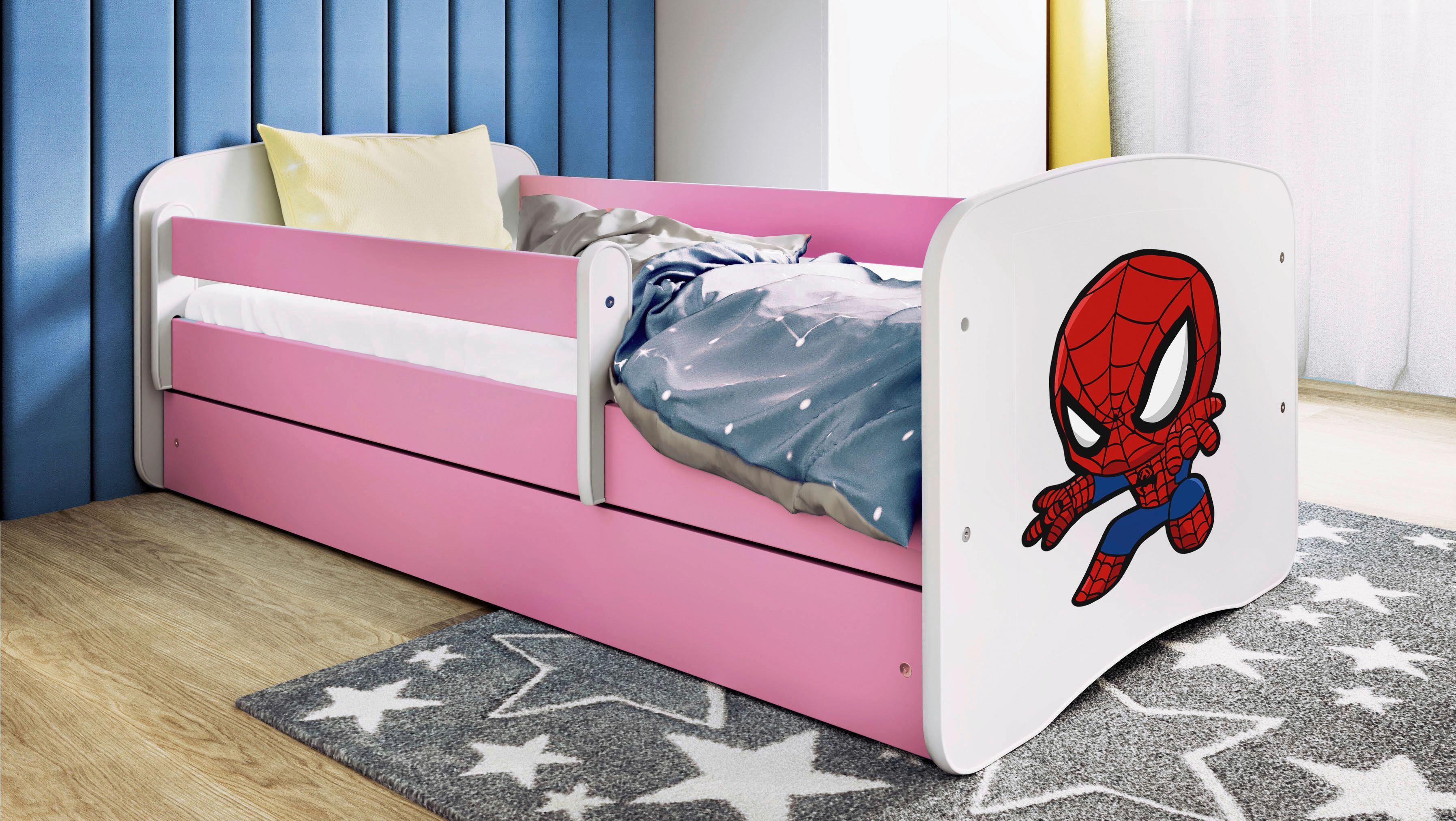 Kinder-/Juniorbett Babydreams Weiß/Pink B: 80cm - Pink/Birkefarben, MODERN, Holz/Holzwerkstoff (80/160cm) - MID.YOU