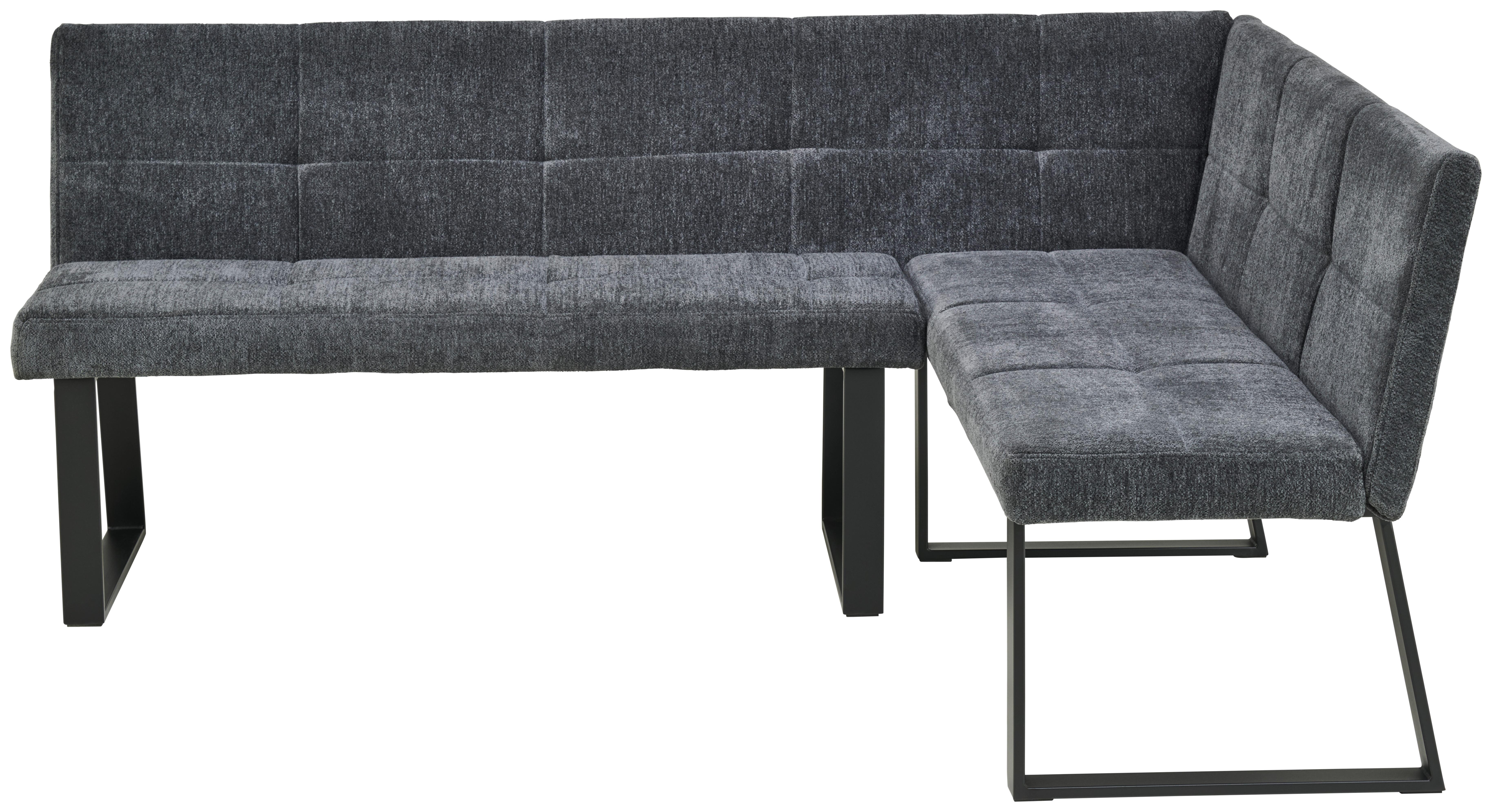 Eckbank Rico Dunkelgrau, Schenkel 152x191cm - Dunkelgrau/Schwarz, LIFESTYLE, Textil/Metall (152/191cm) - MID.YOU