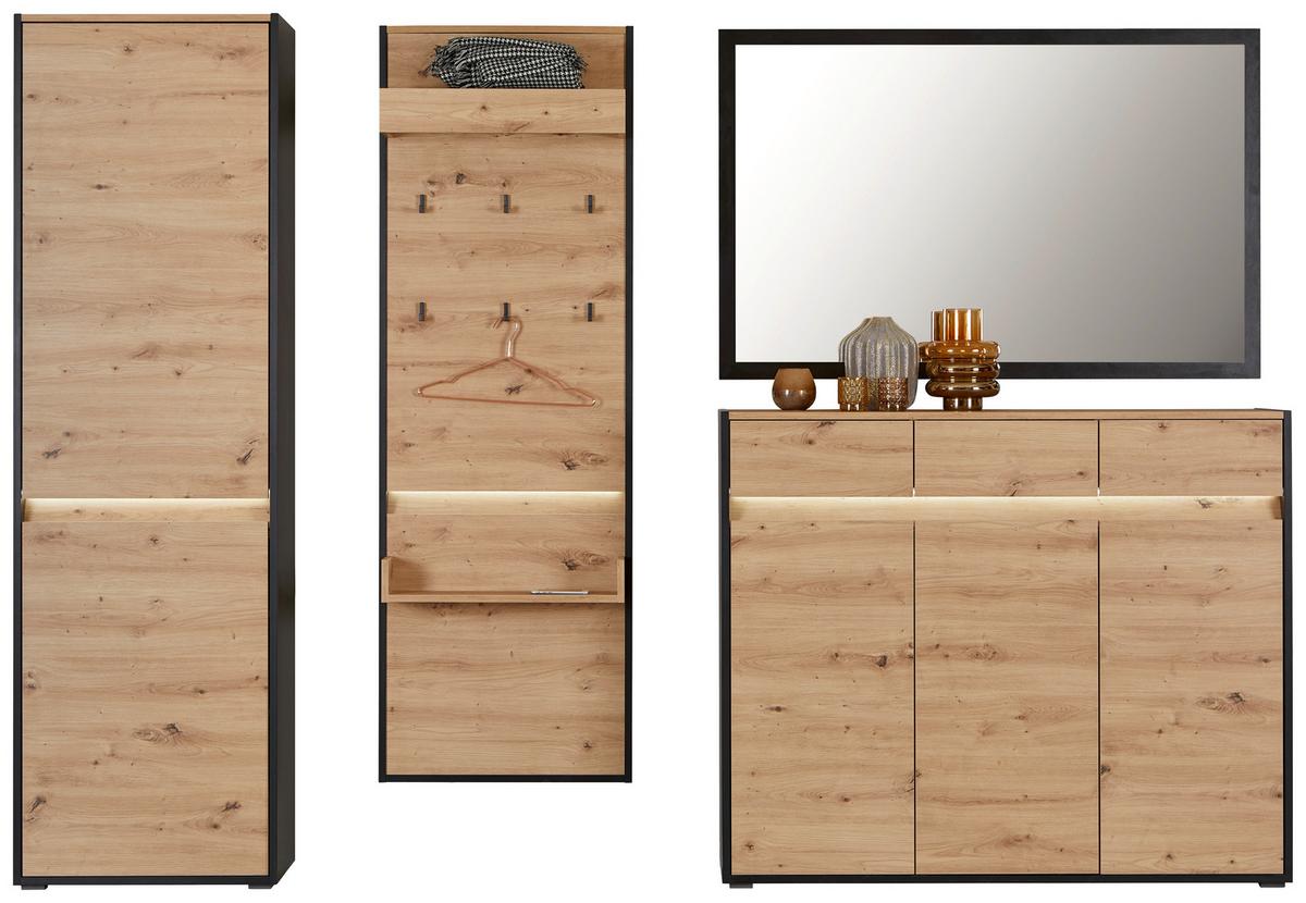 Wandspiegel Welcome Rechteckig Bxh: 130x84 Cm Schwarz Matt - MODERN, Glas/Holzwerkstoff (130/84/2,2cm)