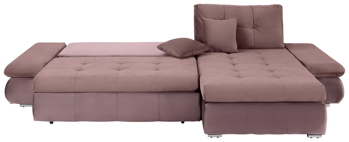 Rohová sedačka ENRICO, oboustranná, šeříková - černá/barvy chromu, Konvenční, kov/textil (303/88/185cm) - Based