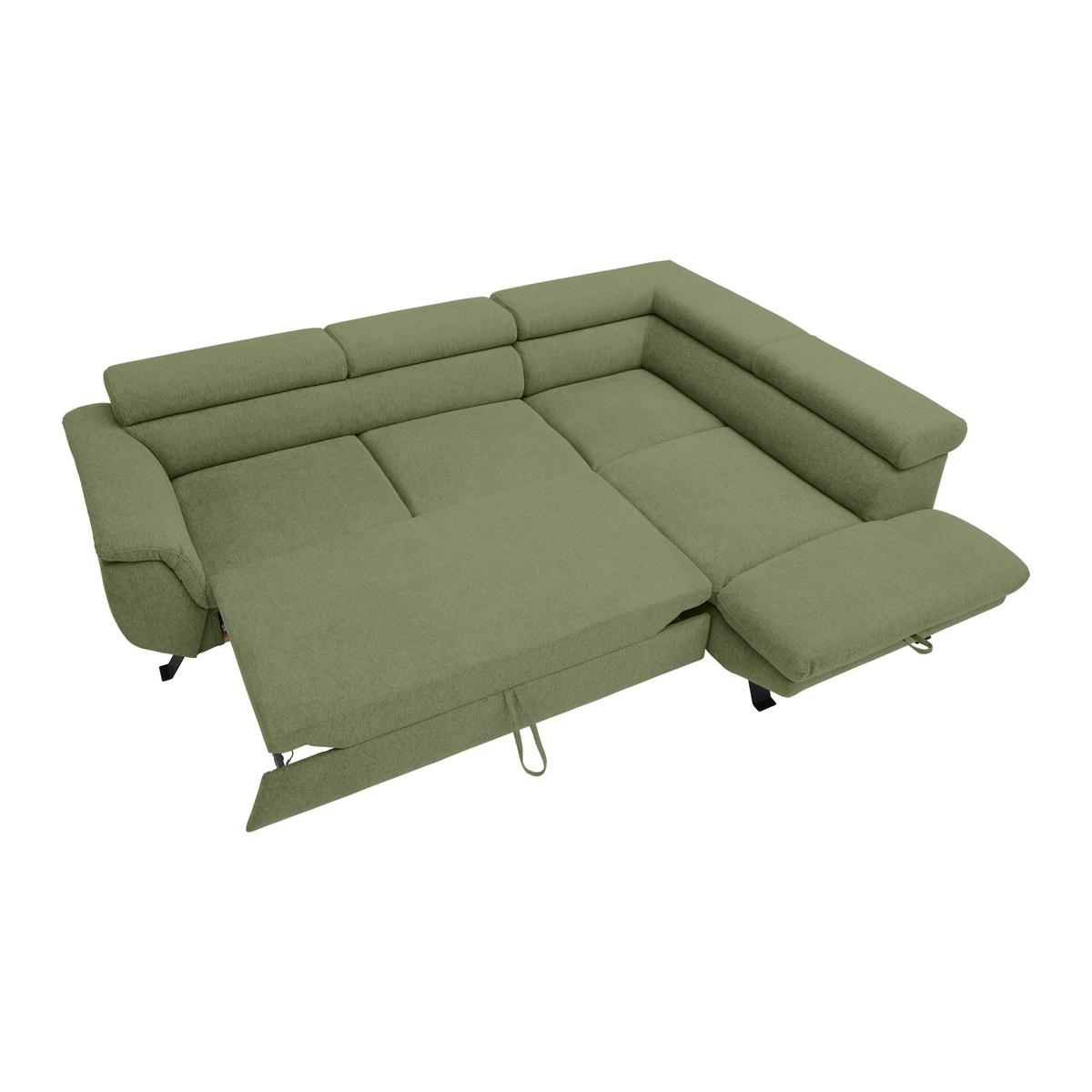 Rohová sedačka RAVEN, pravá, olivovozelená - olivovozelená/čierna, Modern, kov/textil (257/198cm) - Mömax