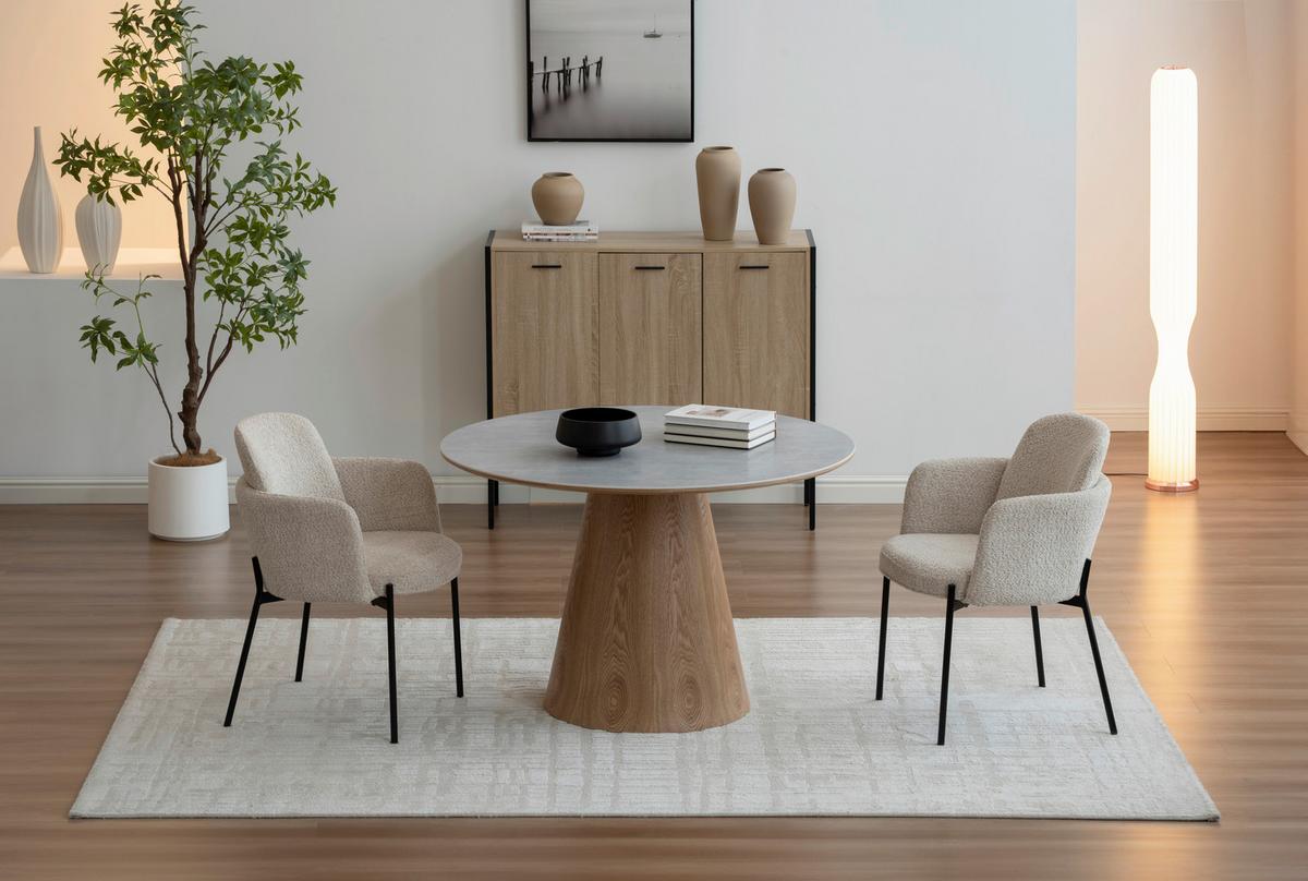 Étkezőasztal Aiden - tölgyfa színű/szürke, Modern, faalapú anyag/fa (120/120/75cm) - MID.YOU