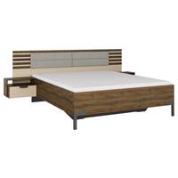 Bettanlage Barea Champagner Eiche Dekor - Eiche dunkel/Champagner, MODERN, Holzwerkstoff/Textil (160/200cm) - Rauch Möbel