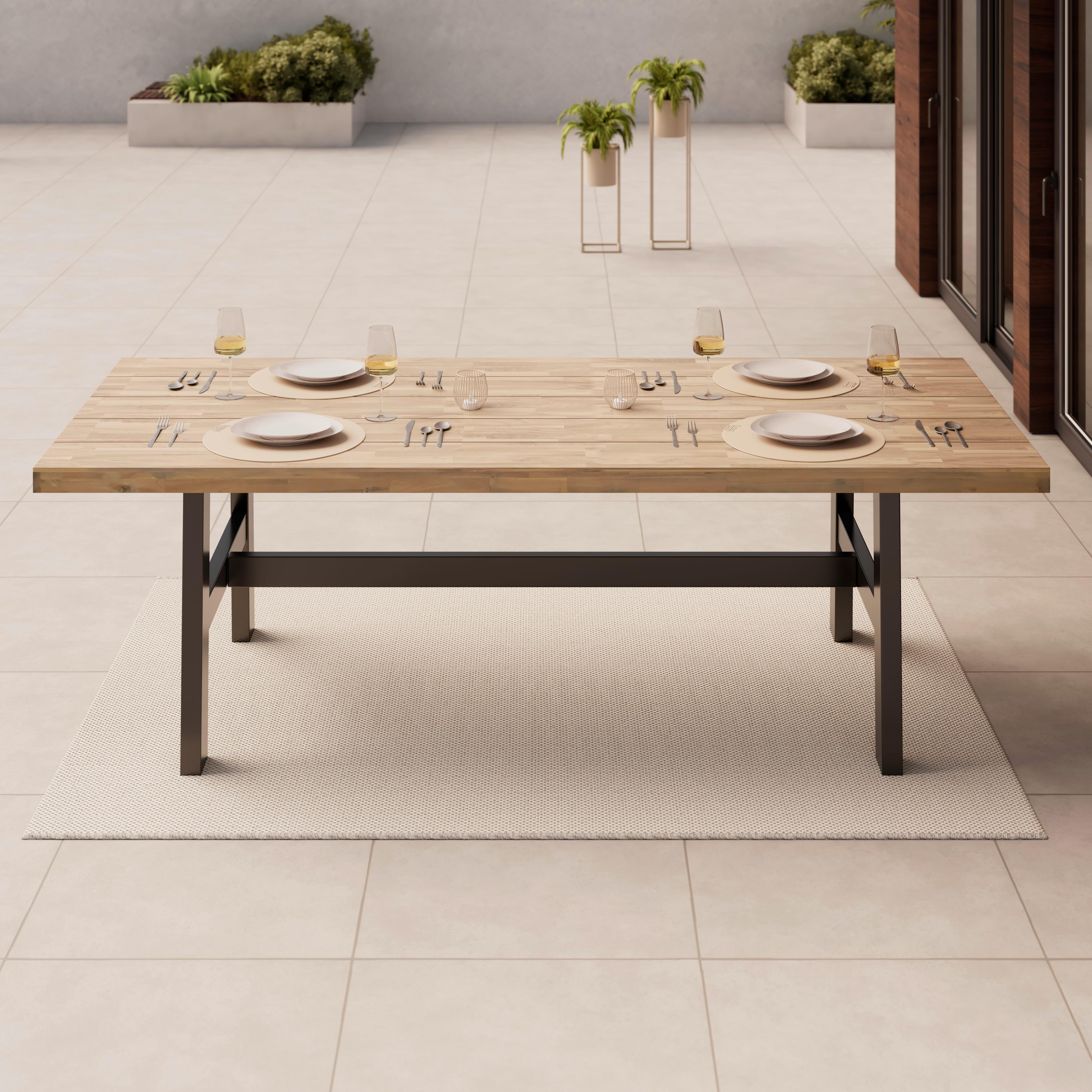 ZAHRADNÍ STŮL SELMA - černá/barvy akácie, Moderní, kov/dřevo (240/100/75cm) - Mömax