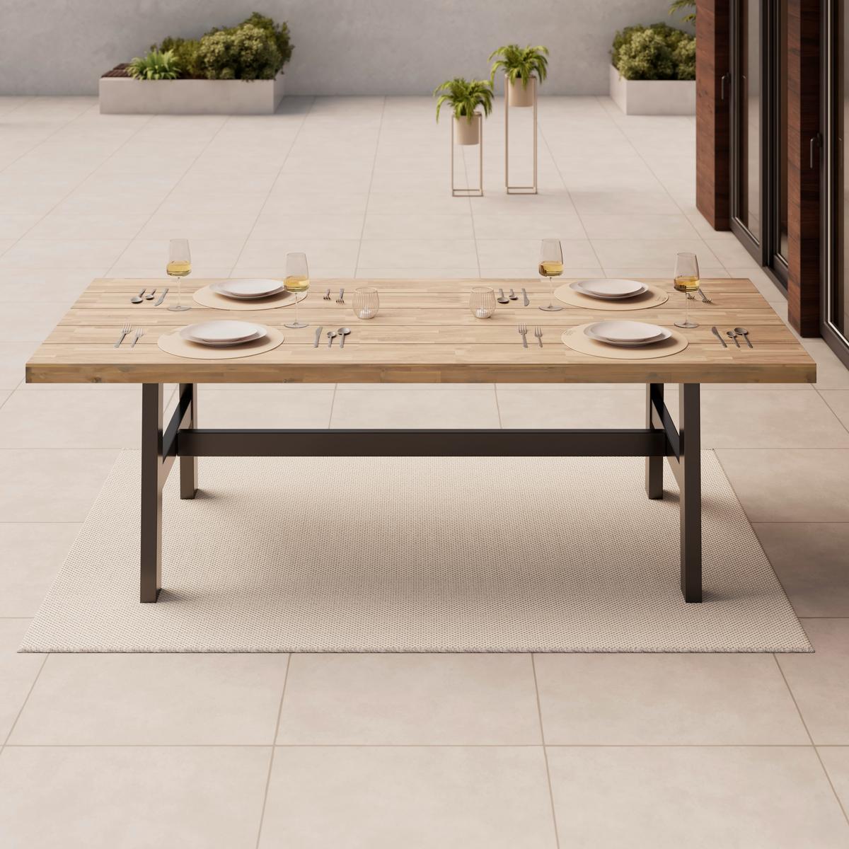 ZÁHRADNÝ STÔL SELMA - čierna/farba akácie, Modern, kov/drevo (240/100/75cm) - Mömax