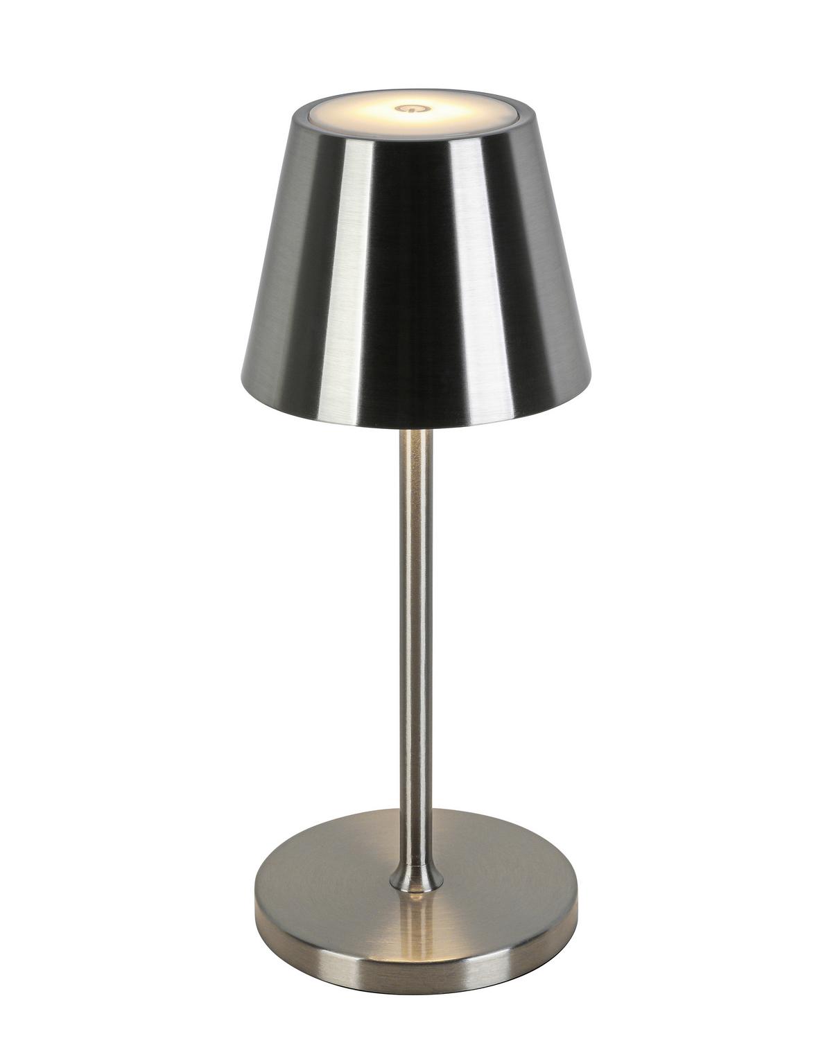 NABÍJATEĽNÁ STOLNÁ LAMPA MUSI - biela/niklová, Modern, kov/plast (12/30cm) - Mömax