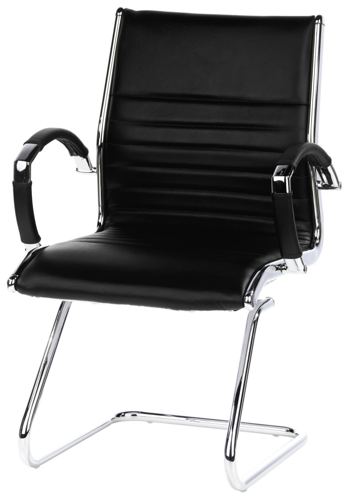 Besucherstuhl Parma V Schwarz - Chromfarben/Schwarz, MODERN, Leder/Textil (62/94/46cm) - MID.YOU