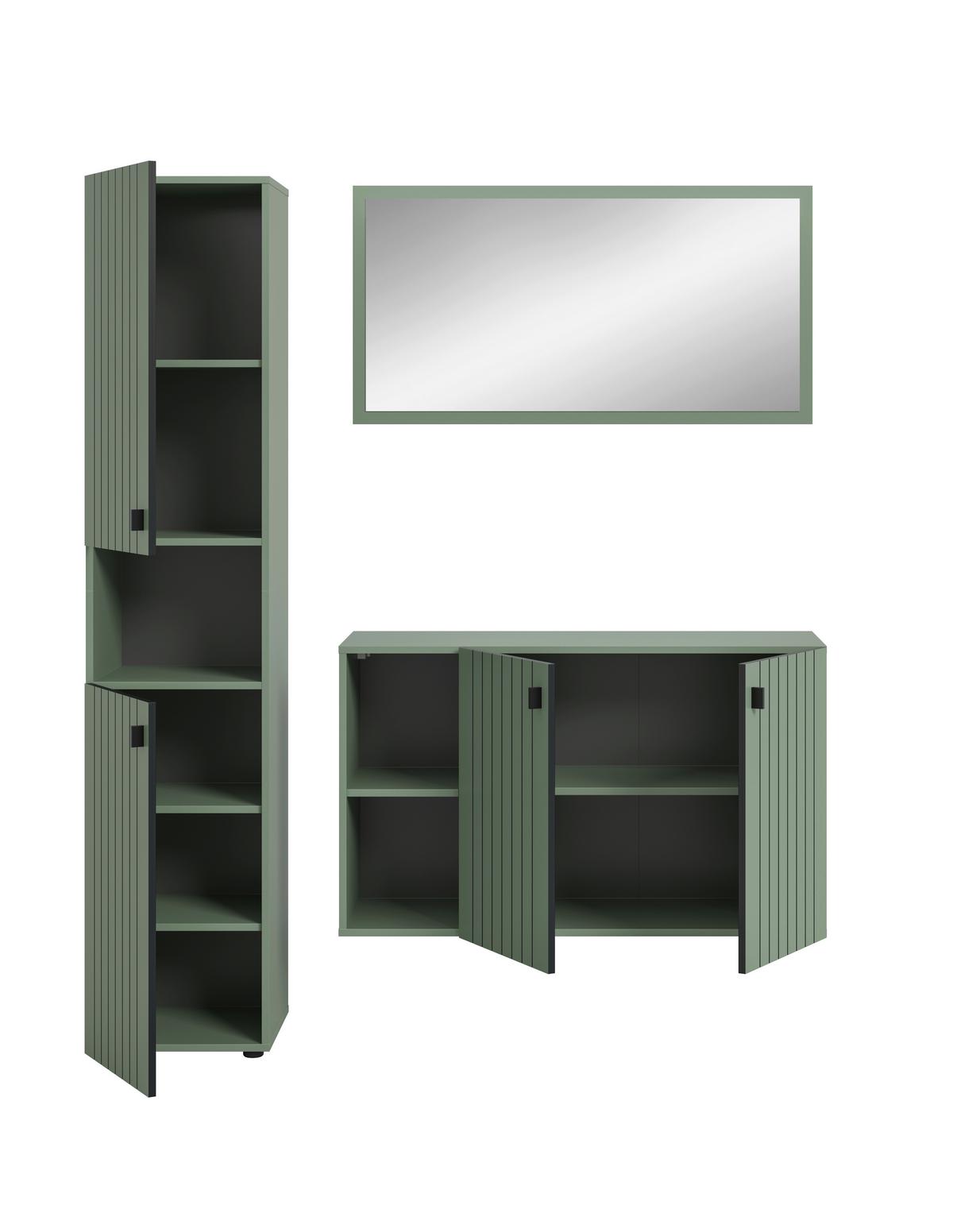 Garderobe Station Graugrün B: 161cm - Graugrün, Design, Holzwerkstoff (161/192/37cm) - MID.YOU