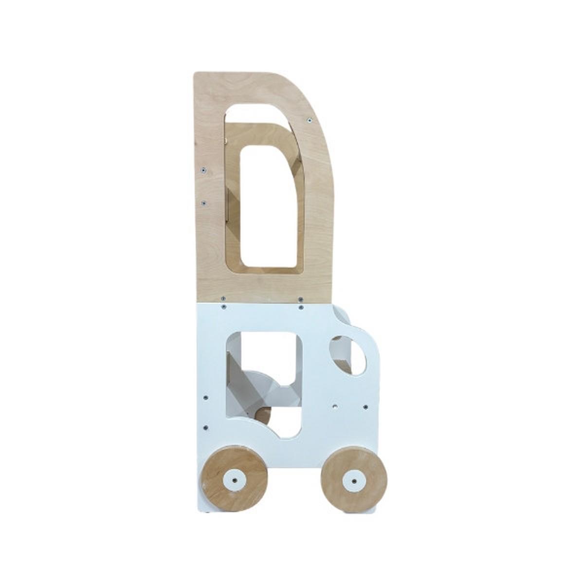 Kombihochstuhl Trolley Step Stool Weiss/Natur - Weiß/Naturfarben, Basics, Holz (38/90/40cm)