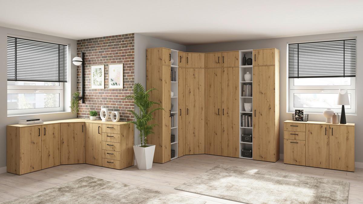 Komód Multistauraum - Artisan tölgy, Modern, faalapú anyag (120/83/52cm) - Carryhome