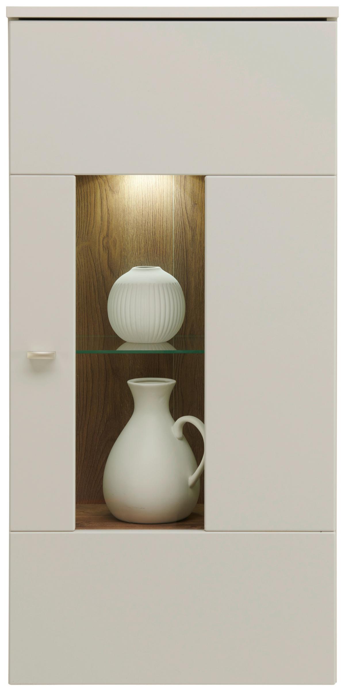 Hängevitrine Arian B: 50,1 cm Eiche Dekor/Hellgrau - Eichefarben/Hellgrau, MODERN, Glas/Holzwerkstoff (50,1/103,2/32,2cm)