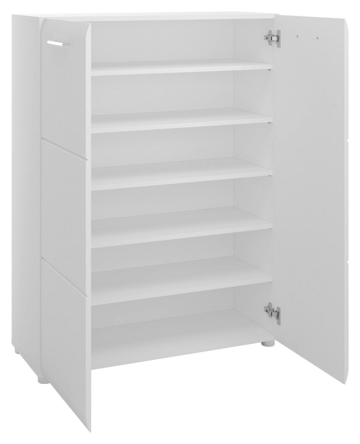 Schuhschrank Merano Weiß B:  89,9 cm - Schwarz, MODERN, Holzwerkstoff (89,9/120/36cm)
