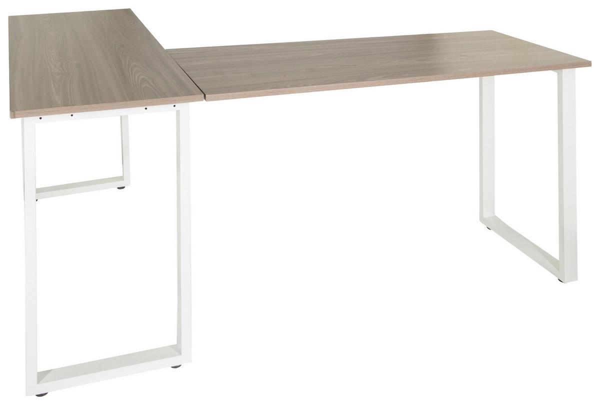 Eckschreibtisch Workspace Basic I - Weiß/Grau, Basics, Holzwerkstoff/Metall (165/120/75cm) - MID.YOU