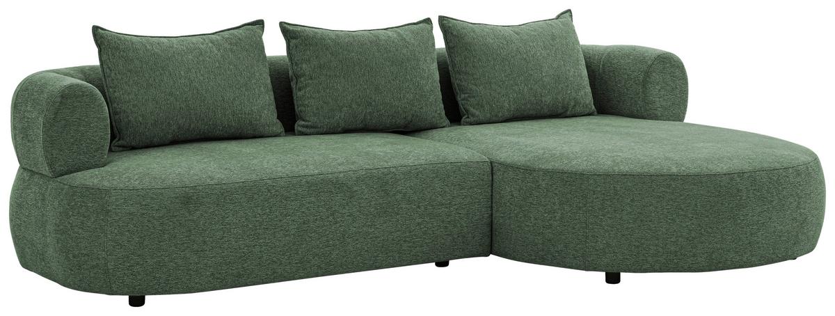 Ecksofa Ferro Grün S: 256x156 cm - Schwarz/Grün, Design, Textil (256/156cm) - Livetastic
