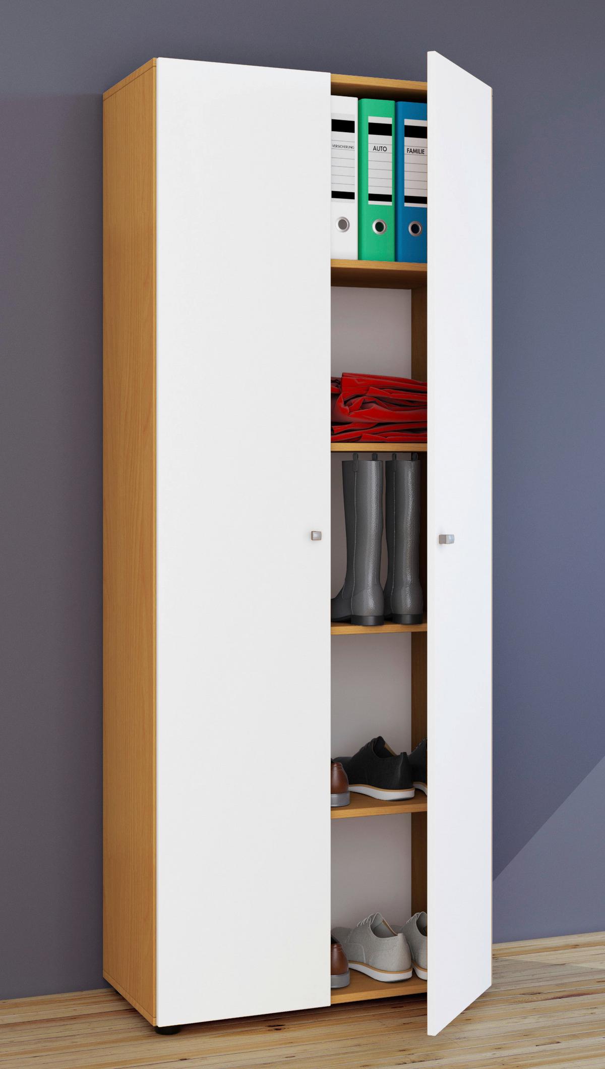Mehrzweckschrank Vandol Braun/Weiß/Buche Dekor B:70cm - Buchefarben/Schwarz, Design, Holzwerkstoff (70/178/39cm) - MID.YOU