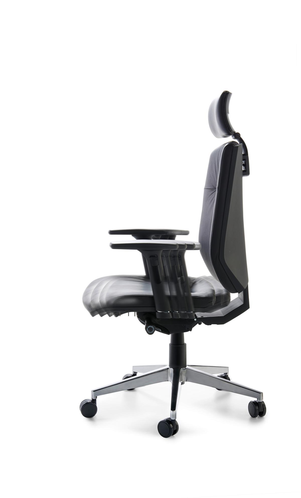 Drehstuhl Mycontract Schwarz B: 66 Cm - Chromfarben/Schwarz, ROMANTIK / LANDHAUS, Leder/Holz (66/123-141/62cm) - MID.YOU