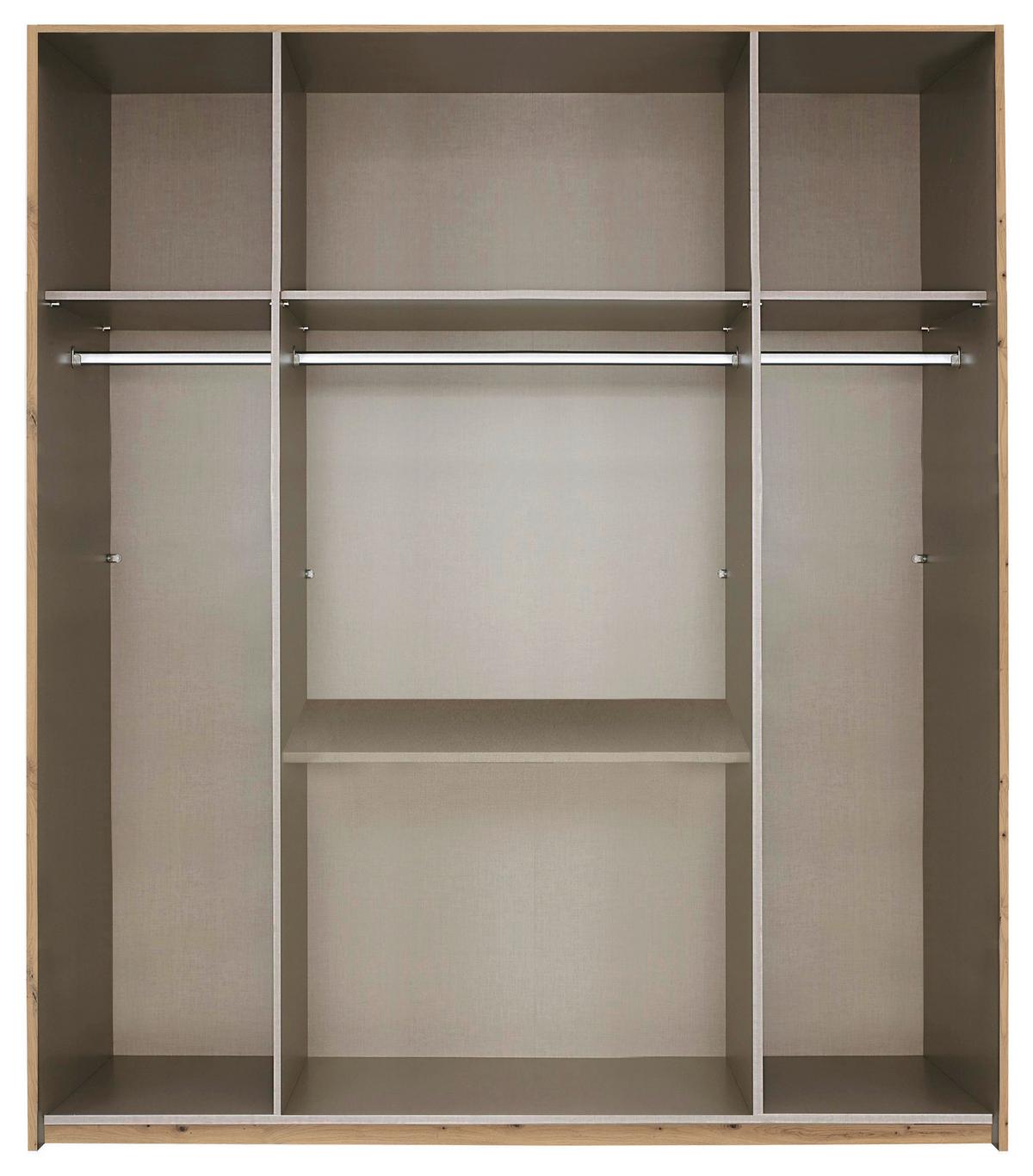 Drehtürenschrank mit Schublade 181 cm Mainz, Weiß/Eiche - Eichefarben/Weiß, Basics, Holzwerkstoff (181/210/54cm) - Rauch Möbel