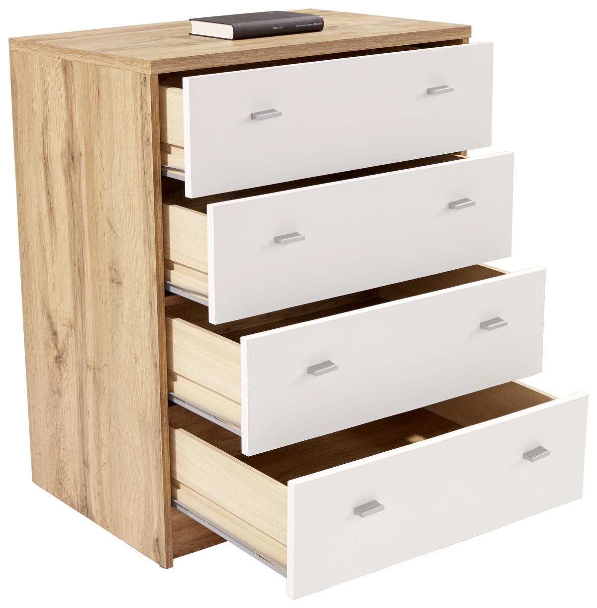 KOMODA 4-YOU NEW YUK06 - čierna/biela, Modern, kompozitné drevo (74/85,4/44,5cm)