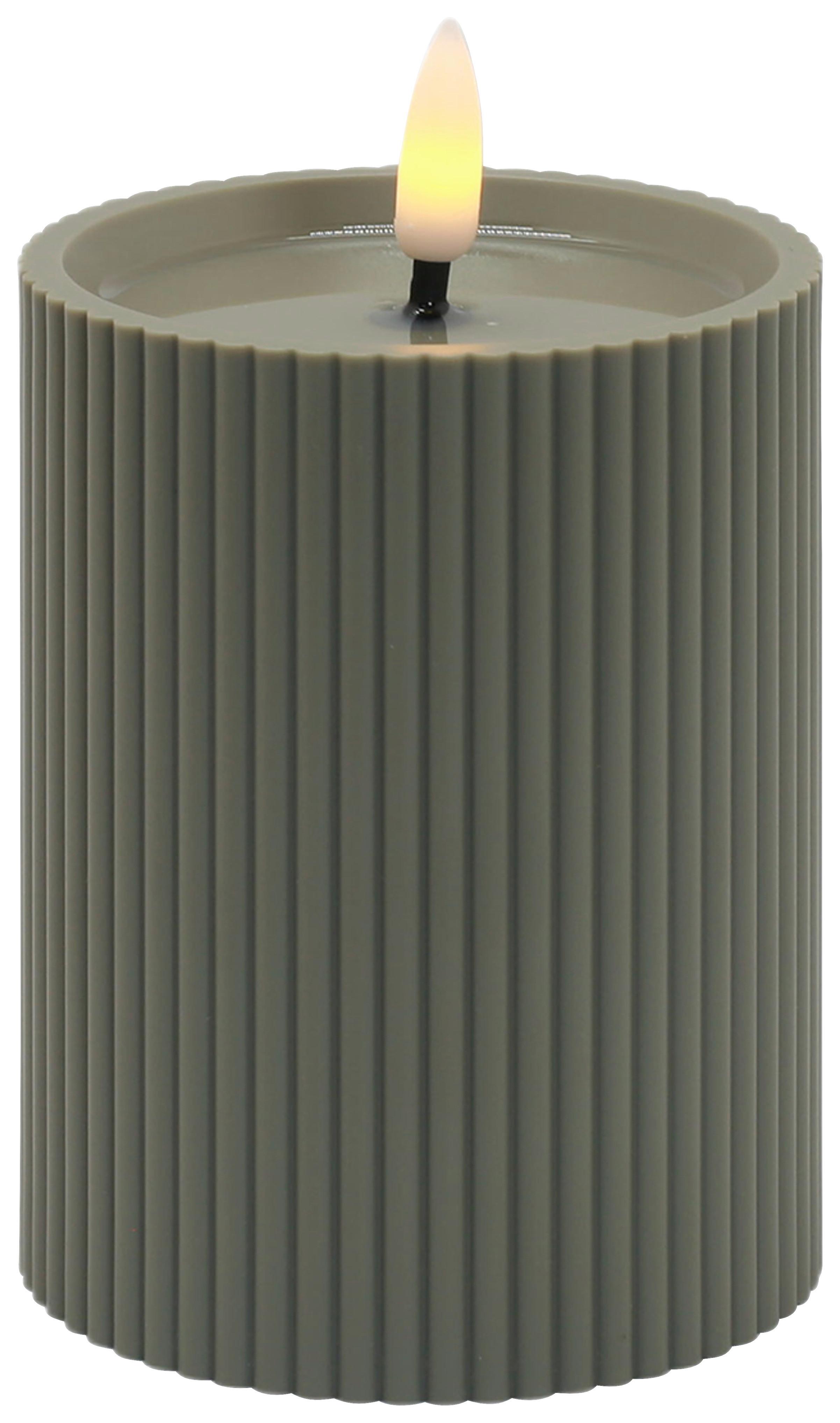 LED svíčka LIORIS, 10 CM - olivově zelená, plast (7,5/10cm) - Mömax