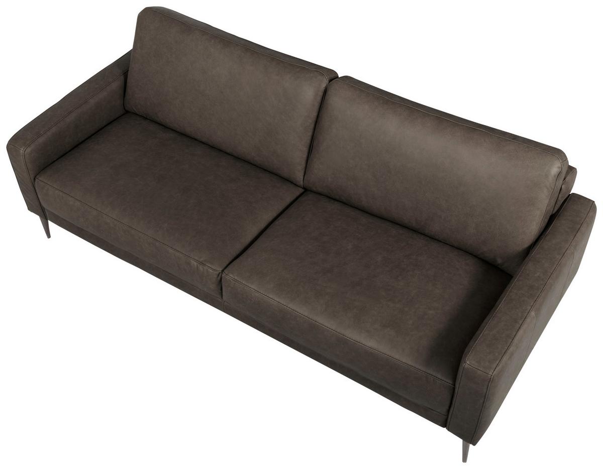 3-Sitzer-Sofa Spring, Fango B: - Fango/Schwarzchrom, Design, Leder (187/85/92cm) - Livetastic