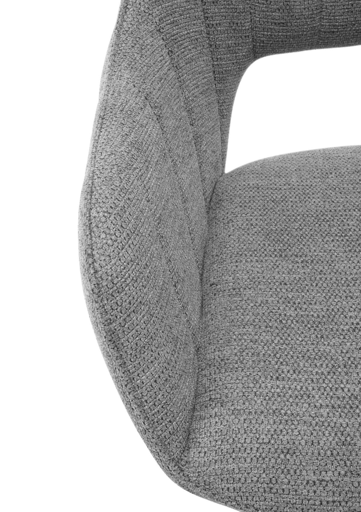 Židle s područkami Bacares, šedá - šedá/barvy nerez oceli, Lifestyle, kov/textil (62/88/63cm) - Premium Living