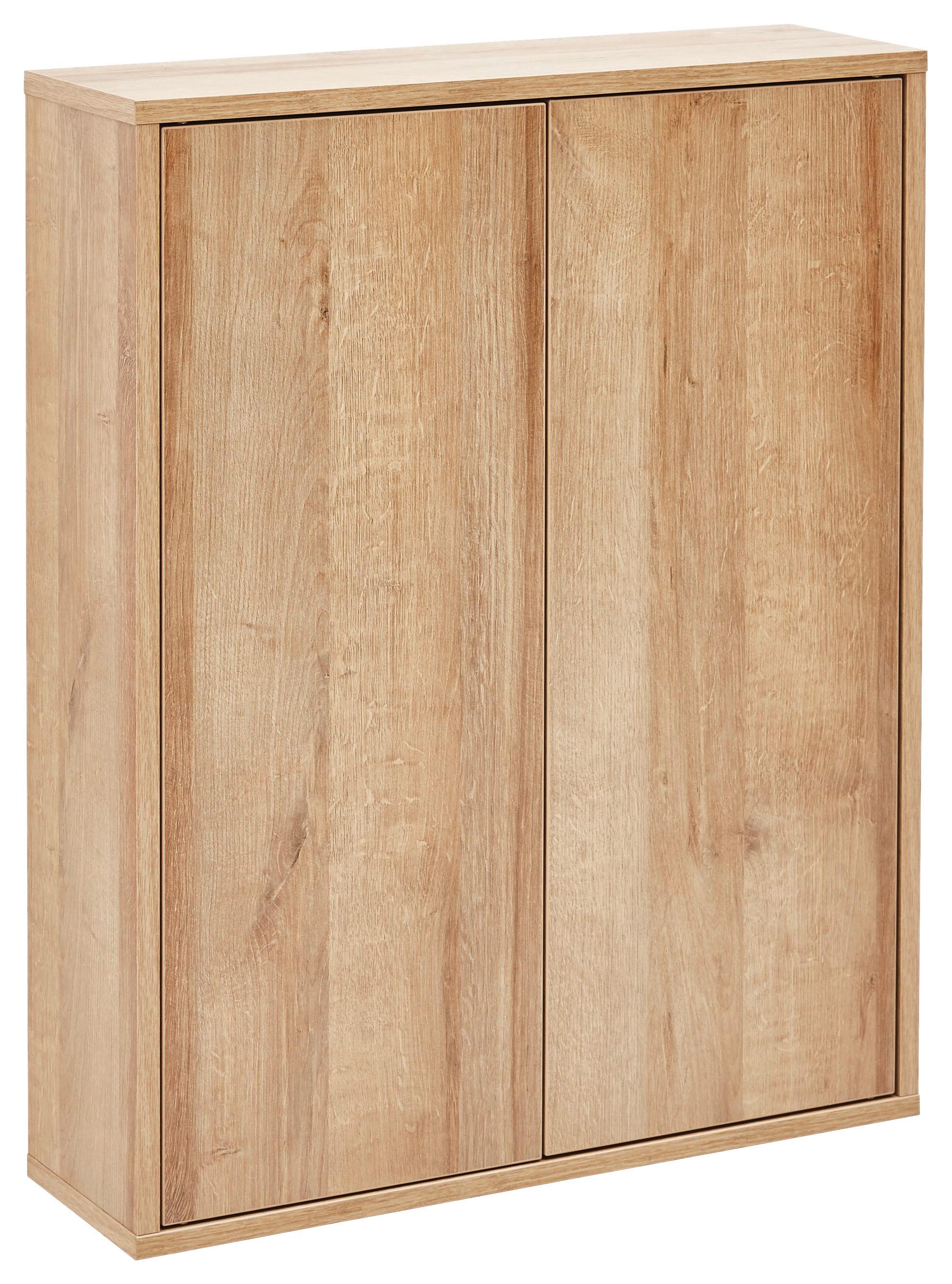 Hängeschrank Finn B:60cm Eiche/Dekor - Eichefarben, MODERN, Glas/Holzwerkstoff (60/75/18,5cm) - MID.YOU
